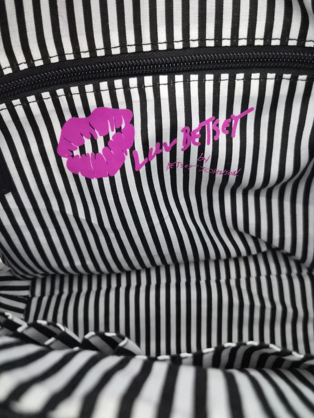Luv Betsey Striped Quilted Heart Satchel Crossbody Bag Y2K Alt Indie E-Girl